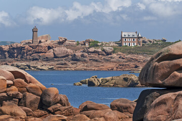 rocks and boulders on The Pink Granite Coast  a stunning stretch of coastline located in northern...