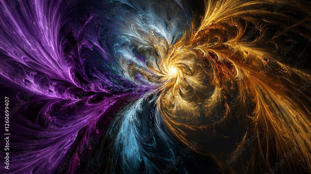 Poster galactic spiral of vivid colors cosmic space abstract art celestial environment dynamic viewpoint co