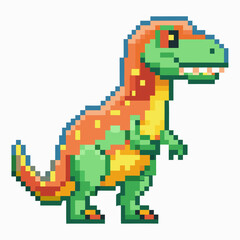 Colorful Pixel Art Dinosaur Illustration   Retro Video Game Style