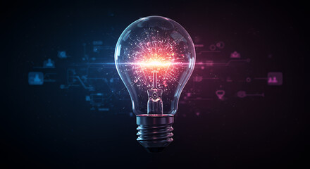 Create an image of a lightbulb that represents creative thinking makes it look digital design.