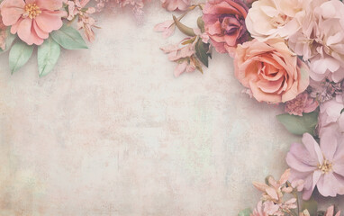 Elegant flowers arranged on soft pastel background
