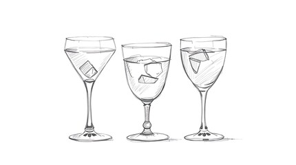 Composition with five glasses of drinks