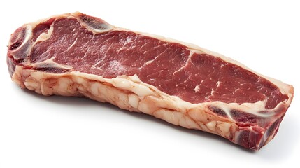 Obraz premium Raw Striploin Steak Cut of Beef, Isolated on White Background