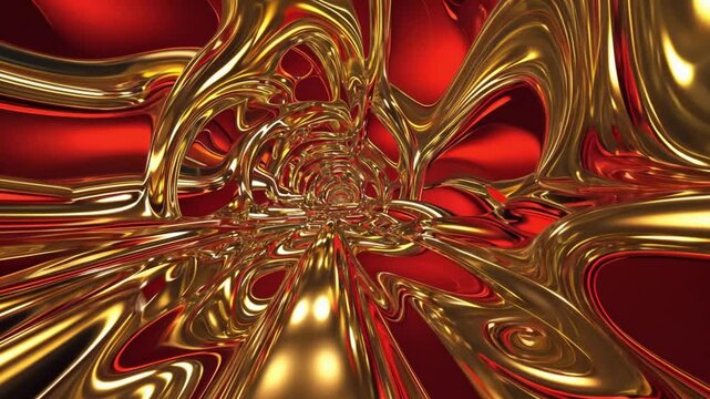 Liquid red gold. Liquid metal. Visual illusions, moving waves. Abstract moving fluid. Psychedelic abstraction for hypnosis, 4k High-Quality Animation Video