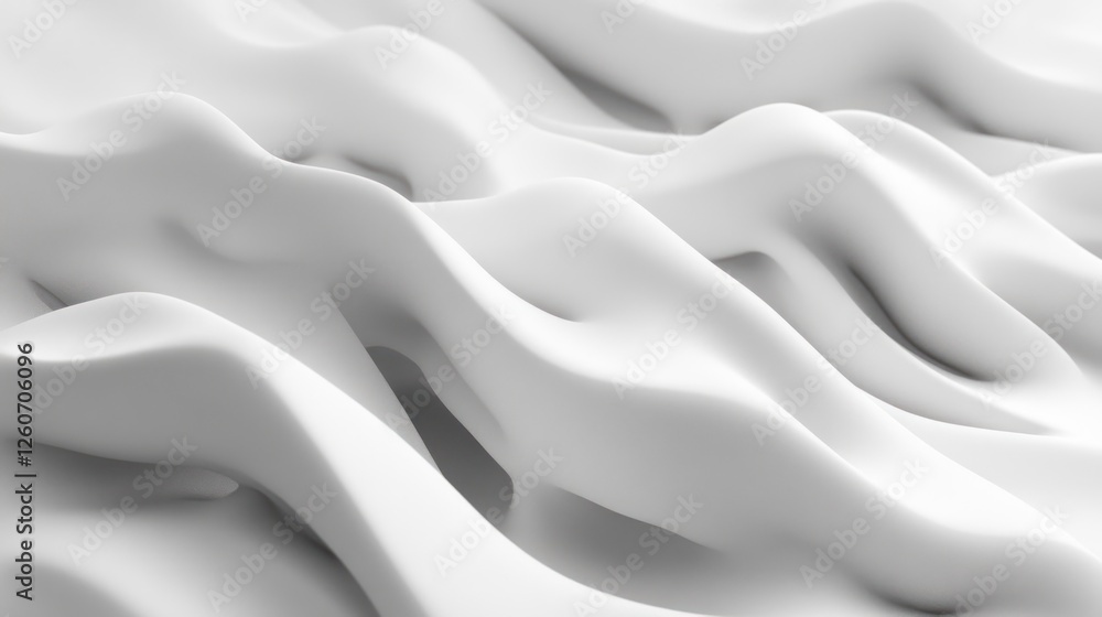 Poster abstract white waves creating a smooth, flowing texture with soft shadows, ideal for backgrounds