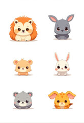 Cute flat cartoon animal avatar icon