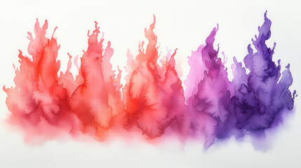 Naklejka premium Vibrant watercolor splash with red, pink, and purple hues creating dynamic abstract design. fluid shapes evoke sense of energy and creativity