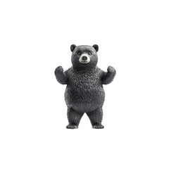 Cute Cartoon Bear Character with Arms Raised in Joyful Pose