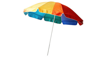 Colorful beach umbrella providing shade on transparent background