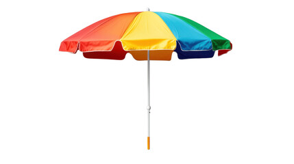 Obraz premium Vibrant rainbow beach umbrella on transparent background