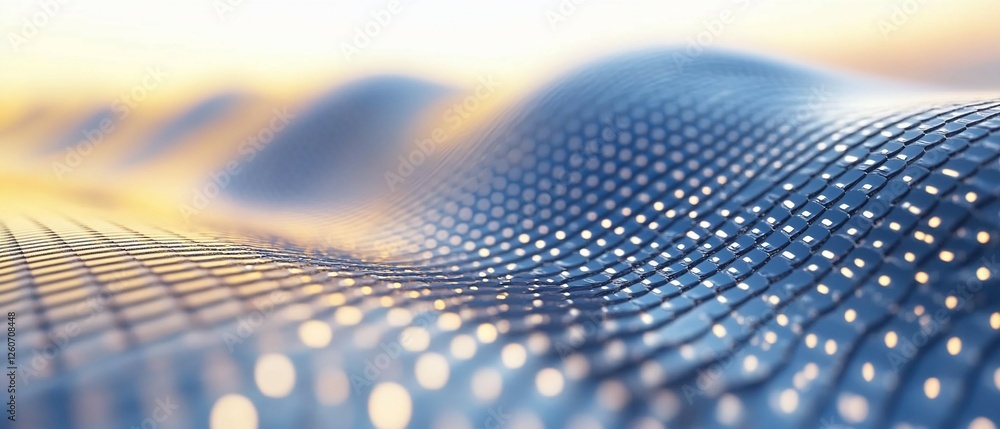 Aufkleber abstract blue digital wave grid pattern background 3d art data dots