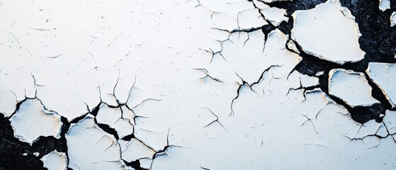 Obraz premium Abstract Representation of Brittle Cracks in White Surface Captured with High Fidelity