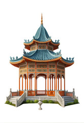 National trend style hand-painted pavilions, pavilions and royal gardens