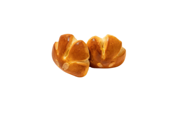 two almond topped flower shaped buns Isolated on white background