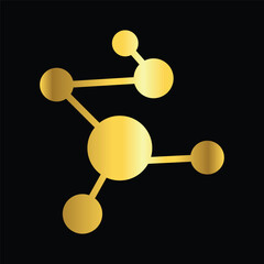 gold color molecule icon, flat, design, vector, illustrations, education, style, trendy, collections