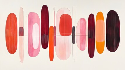 Abstract Midjourney Artwork- Red Pink Orange Shapes Composition