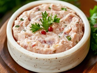 Creamy Pink Appetizer Dip in Bowl, Gourmet Food, Closeup