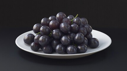 Fresh Black Grapes On Black Background