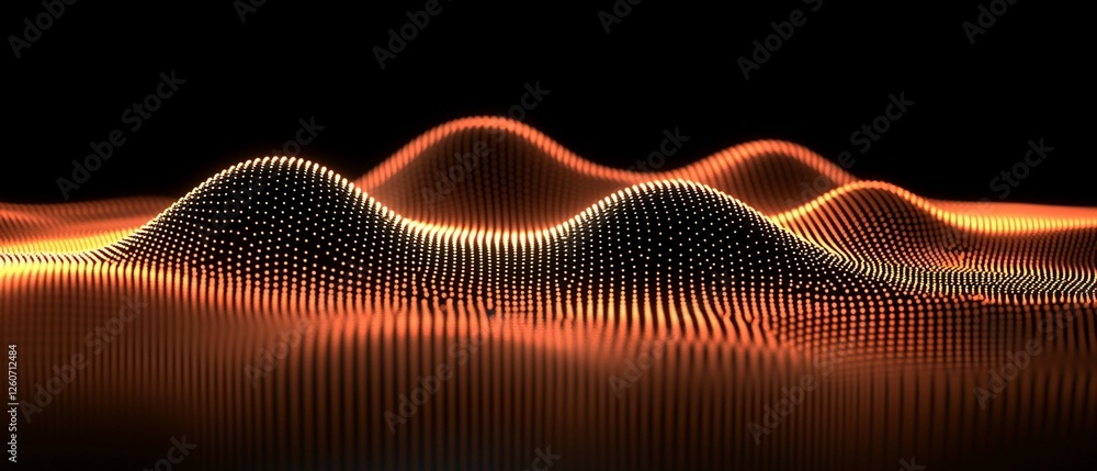 Poster abstract orange digital wave particle background glow dark dots flow