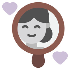Charming Cartoon Mirror Icon with Heart Motifs