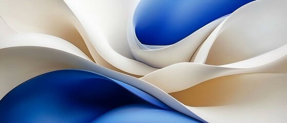 Abstract Blue White Beige Swirling Wave Design art curve style image  