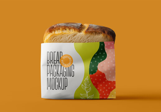 Realistic Bread Packaging Mockup with Shadows for Bakery Branding &ndash; Paper Bag, Carton Bag for Food Packaging Design and Commercial Scheme Presentation