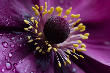 Close up of a bee collecting pollen from a vibrant flowers.