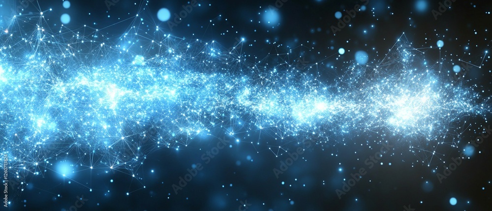 Aufkleber abstract blue network digital art background web glow dark data lines
