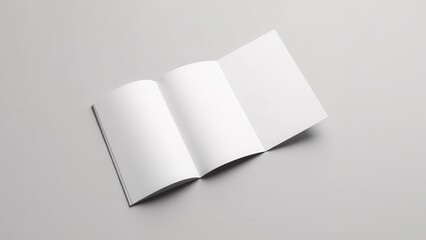 Double gate fold brochure mockup with blank white pages on a light gray background.