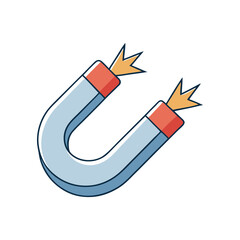 Stylized Magnet Symbol with Electric Sparks for Digital Use.