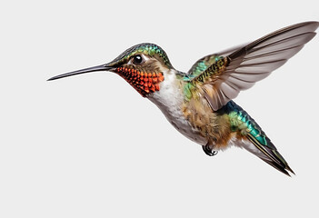 Obraz premium Graceful Hummingbird – A Vibrant Symbol of Beauty on White Background