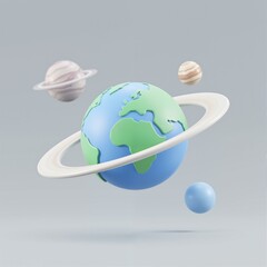 A digital rendering of Earth with its own ring system. © fuwen