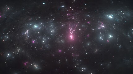 Naklejka premium Cosmic Lightning Storm in a Starry Galaxy