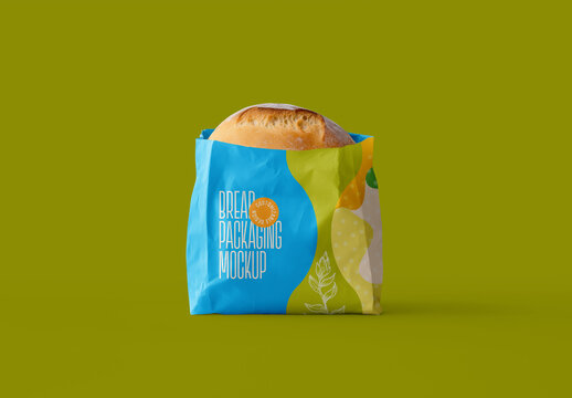 Realistic Bread Packaging Mockup with Shadows for Bakery Branding &ndash; Paper Bag, Carton Bag for Food Packaging Design and Commercial Scheme Presentation