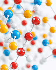 Obraz premium 3D rendered molecule structure with colorful atoms and connections