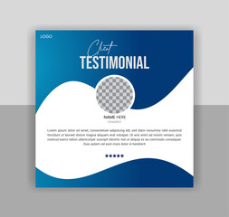  Corporate client testimonial and social media web post design template, with gradient colour combination