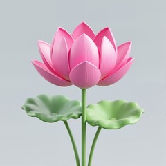 A lotus flower with green pads and flowers.