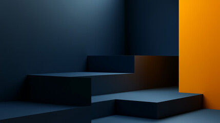 Modern, simple phone wallpaper background with three large, overlapping rectangular shapes in dark blue and mustard yellow