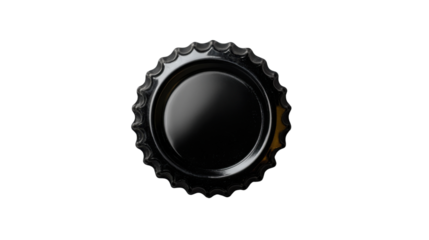 Black metal bottle cap isolated on transparent background