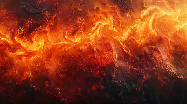 Vibrant abstract flames swirling in a surreal, fiery background