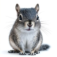 Obraz premium Cute gray squirrel portrait, studio shot, white background, wildlife