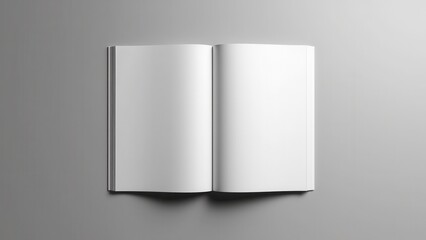 Open magazine front and back mockup with blank pages on a gray background