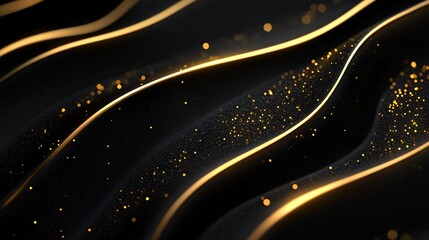 Luxurious Dark Background with Gold Glitter Pattern