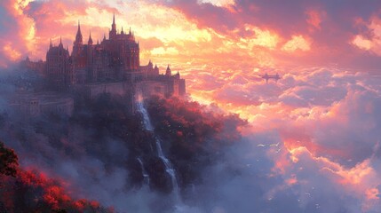 Fototapeta premium cloud dusk red sky at morning afterglow sunrise sunset atmospheric phenomenon evening tower dawn