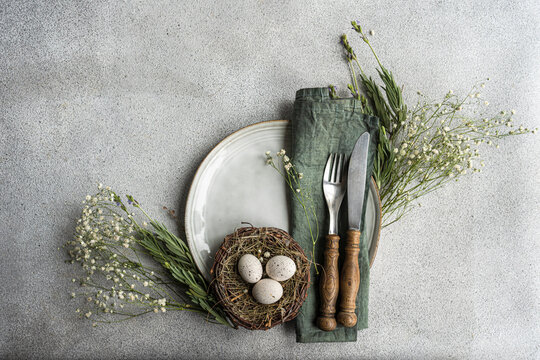 Festive Easter cake with nest and eggs
