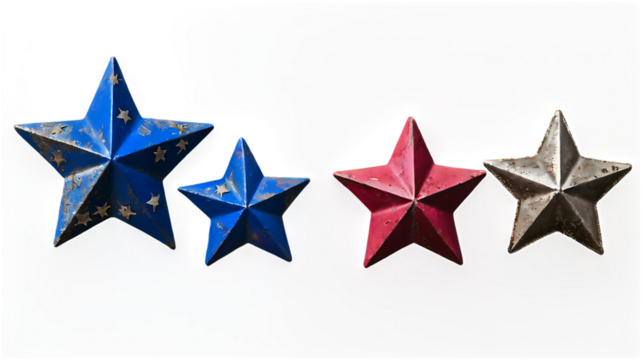 Rustic metal stars  isolated transparent background - Powered by Adobe