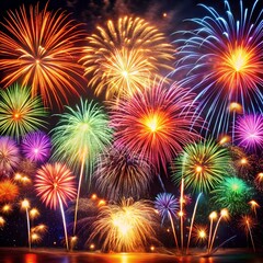 Fototapeta premium Beautiful New Year's fireworks. Big fireworks.