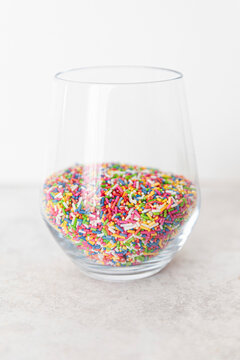 Colourful sugar sprinkles in a jar