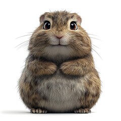 Cute hamster posing, white background, cartoon style, children's book illustration