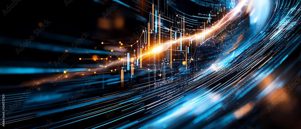 Poster dynamic data visualization digital realm abstract image futuristic environment close-up viewpoint te